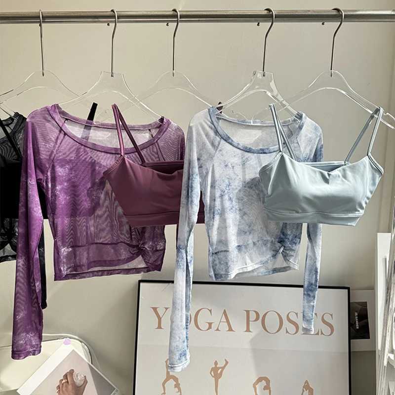 2PCS gym top bra womens fitness sports top sexy long sleeved quick drying yoga shirt outdoor clothingXJ250410