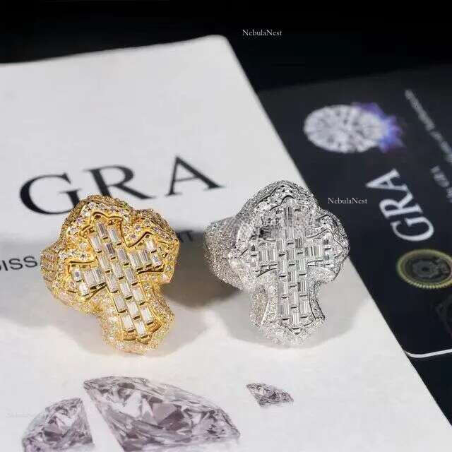 Tingjie's new cross, square sugar, zircon ring, personalized hip-hop trendy couple accessory