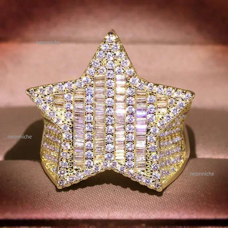 Mens Gold Ring Stones designer rings for men High Quality Five-pointed Star Fashion Hip Hop Sier Rings Jewelry
