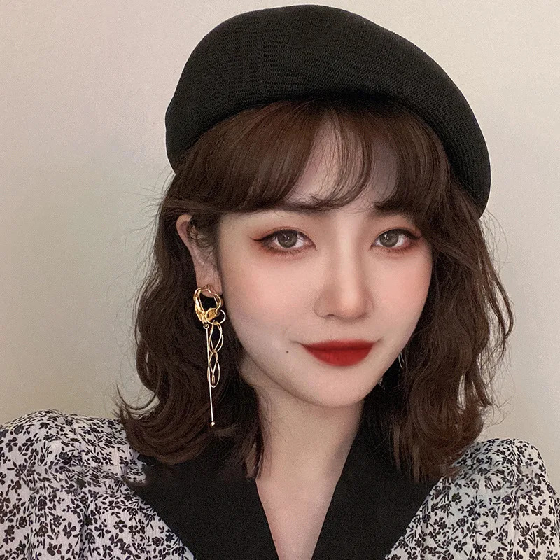 Metal Irregular Long Tassel Earrings Europe United States Temperament Fashionable Retro Geometric Stud Earrings Woman Jewelry 250409
