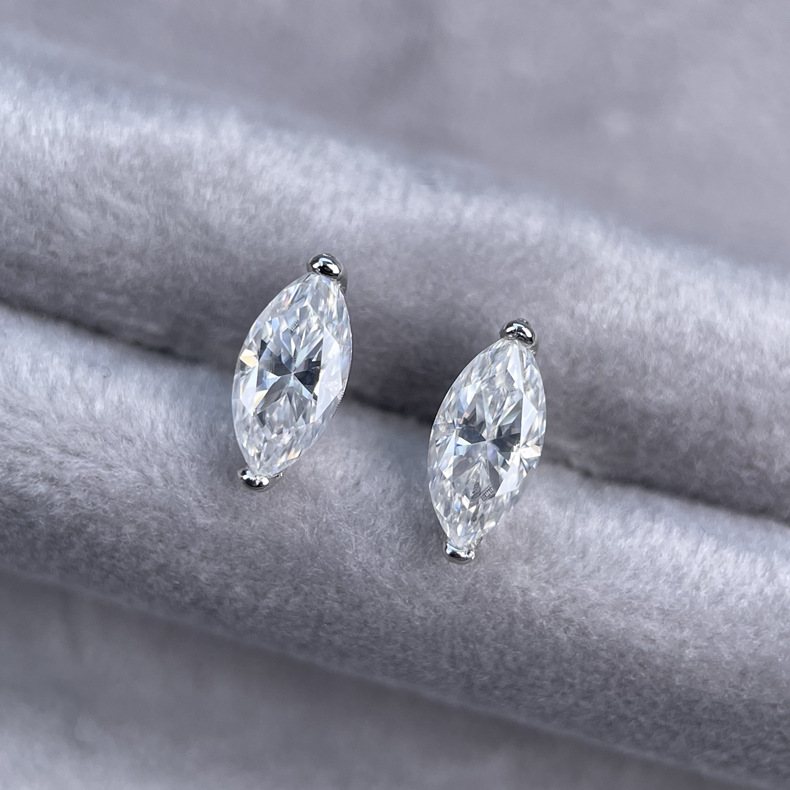 TaiYang GRA 0.5CT 4x8mm Marquise Moissanite Earrings for Women, Luxurious S925 Wedding Engagement Diamond Earring with Moissanite Certificate