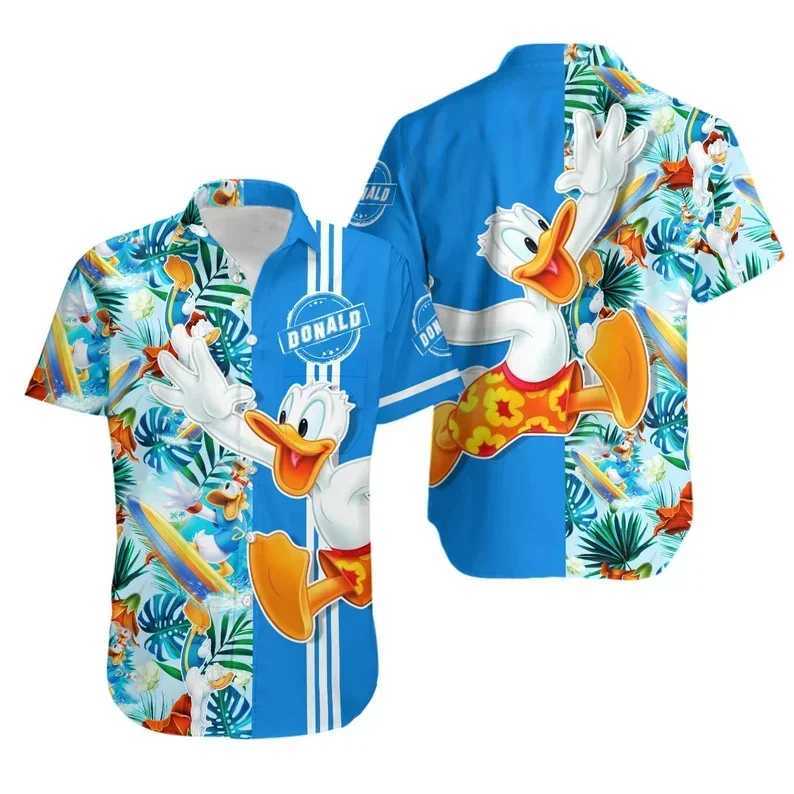 Camisa Hawaiana de Camisa de Pato DonaldFlores de Playa AlohaCamisa de Verano de X250410