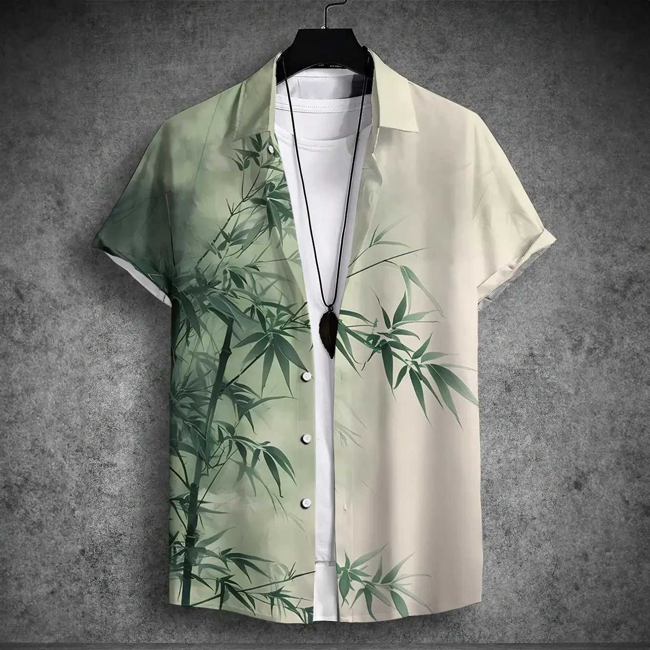 2024 new mens short sleeved shirt with Chinese style printed mens Hawaiian collar top large casual and comfortable mens shirt X250410