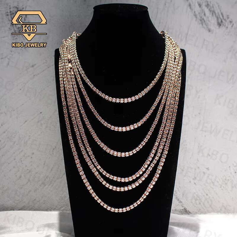 Hip hop Shining S Pure Sier Men's Regular Cut Ice Tennis Ball Chain Necklace