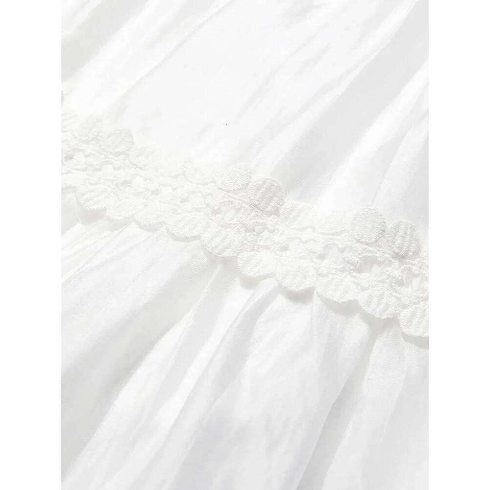 I BELIEVE YOU Summer Vintage White Women Fashion 2025 French Puff Sleeve V Neck Elegant Edible Tree Fungus New Tea Dress