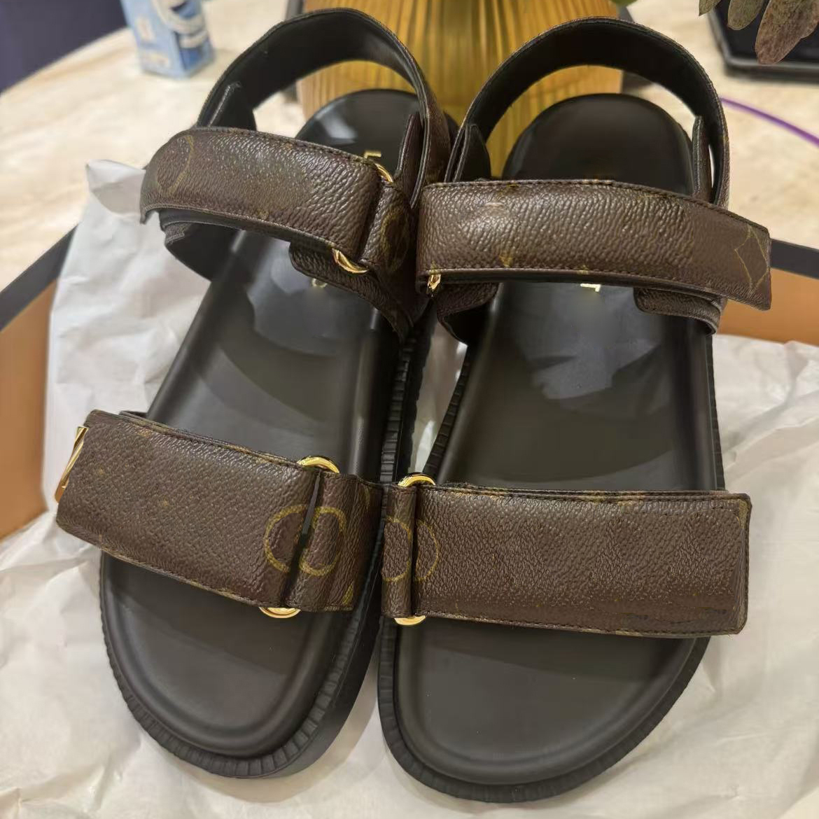 Designer slippers luxury letter printed sandals sneakers classic metal square buckle decoration Sandals Women casual beach slippers