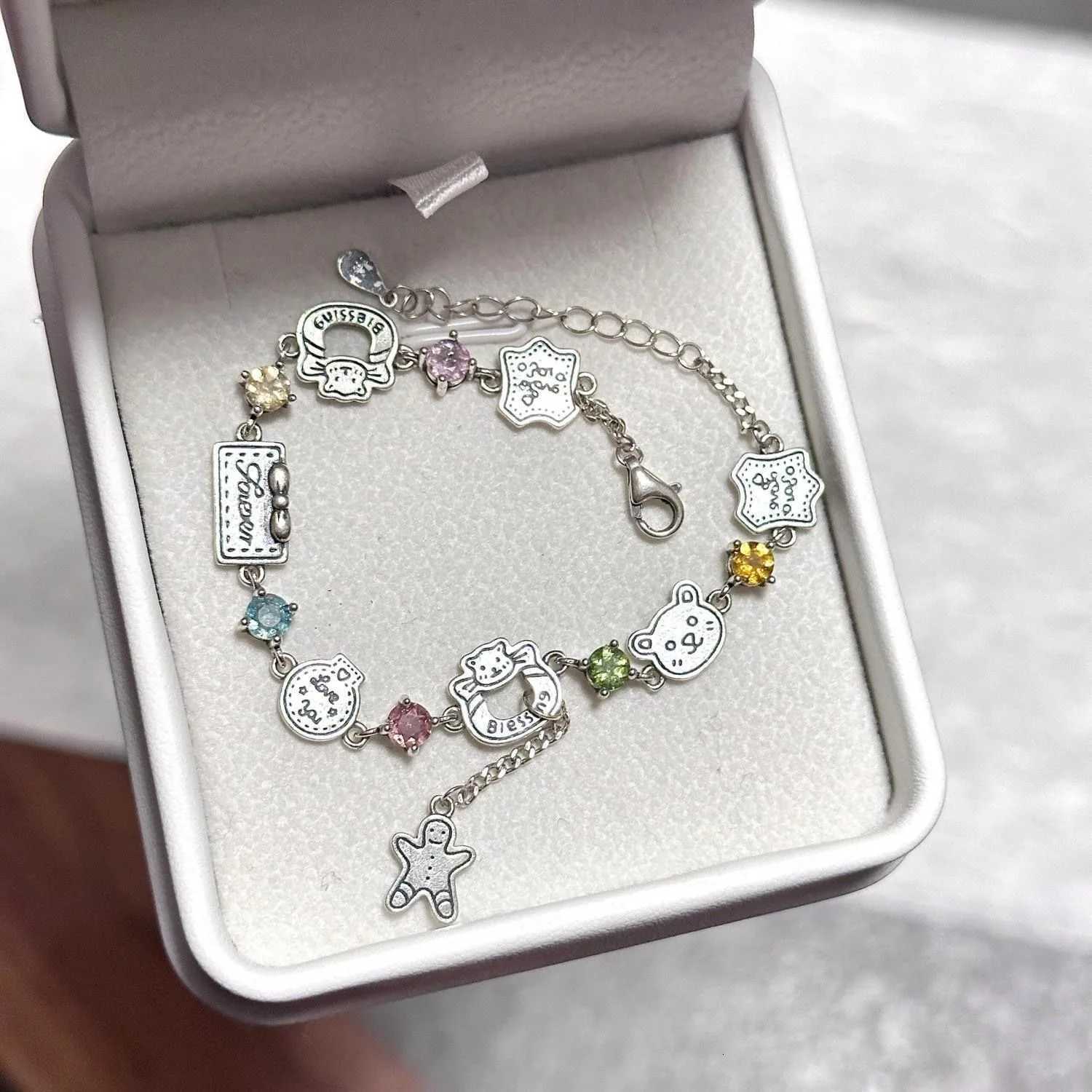 Cute Colored Diamond Gingerbread Bear Bracelet - Exquisite Versatile Bracelet Popular High-Appearance JewelryT251110