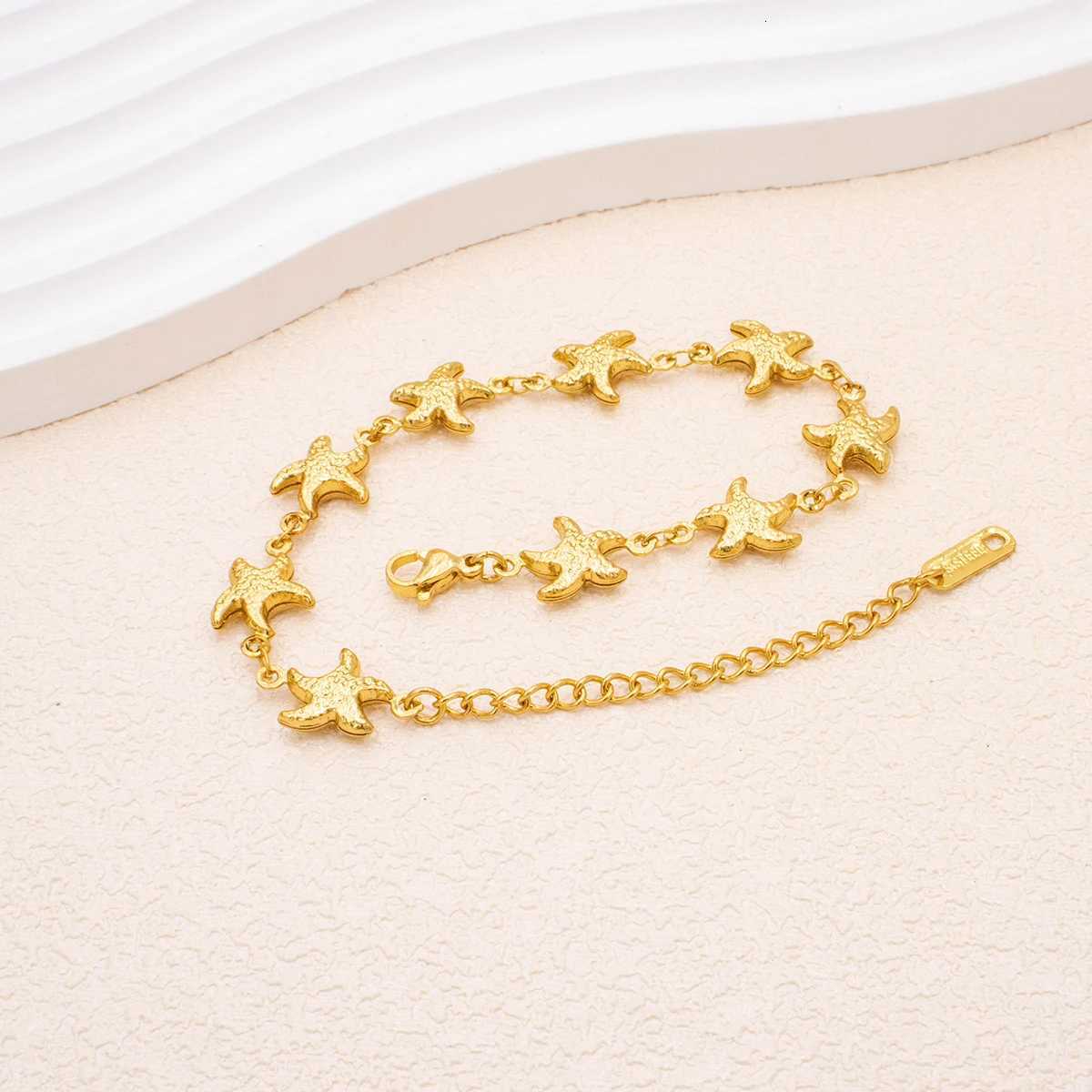 New Luxury Gold Color Starfish Bracelet - Stainless Steel Jewelry for Women Hypoallergenic Gift Party Bangles AccessoriesT251110