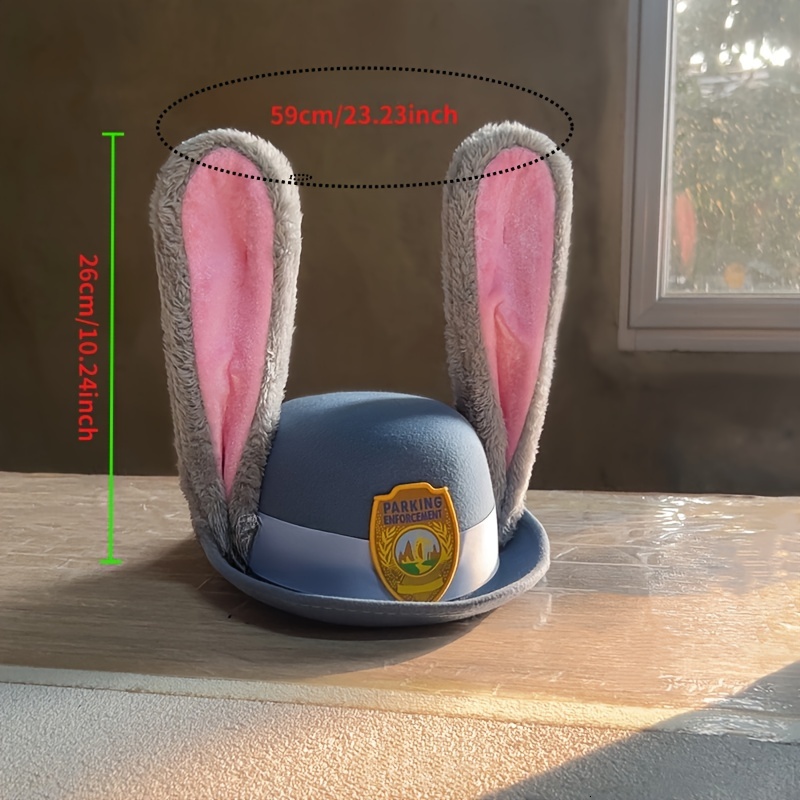 Officially Licensed Zootopia Judy Rabbit Police Badge Bunny Ears Girls Crazy Cosplay Character Accessories Hat Gift Amusement Park