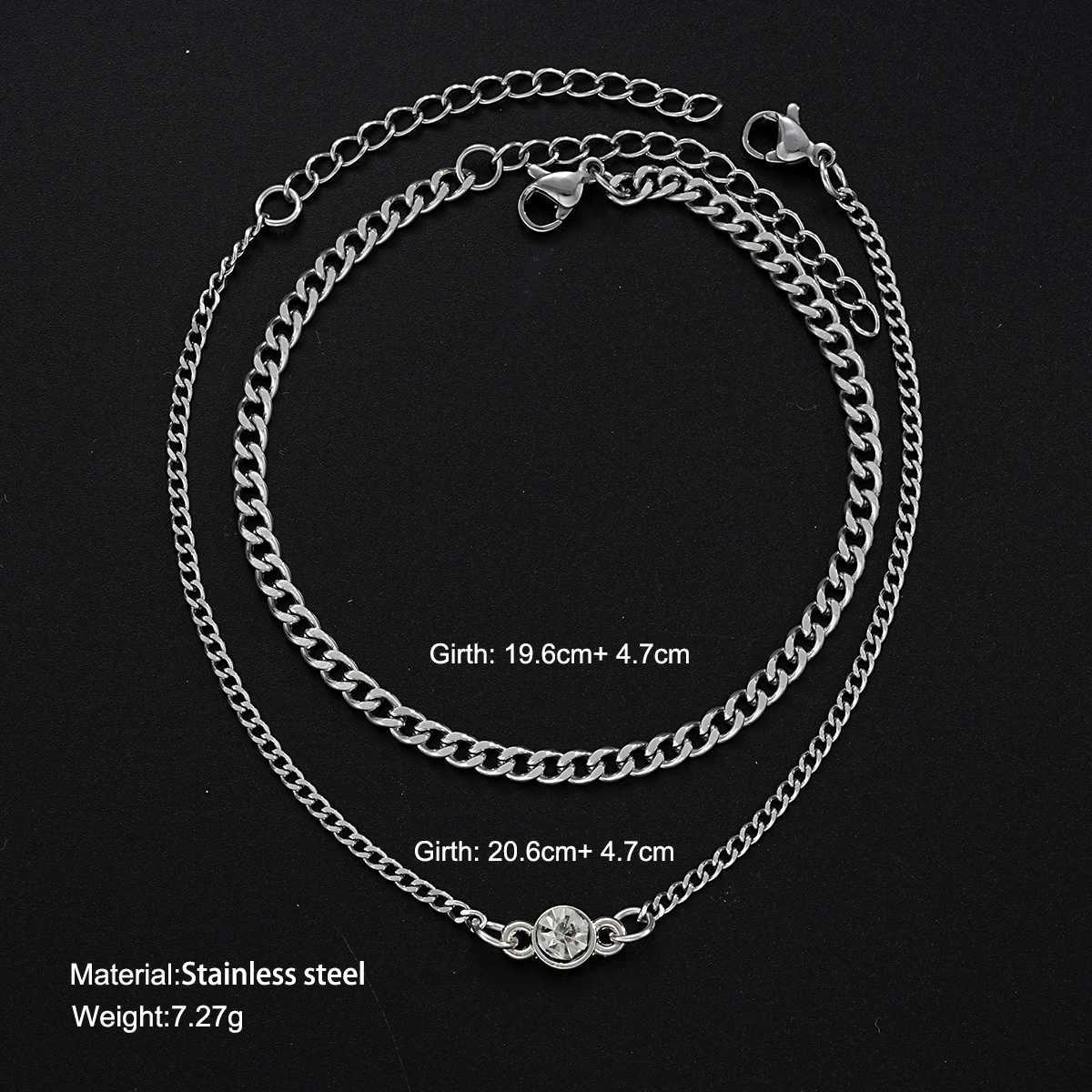Stainless Steel Classic Couples Bracelets for Men Women Simple Retro Zircon Silver Color 2 Pcs Bracelets Hip Hop Jewelry GiftsT251110