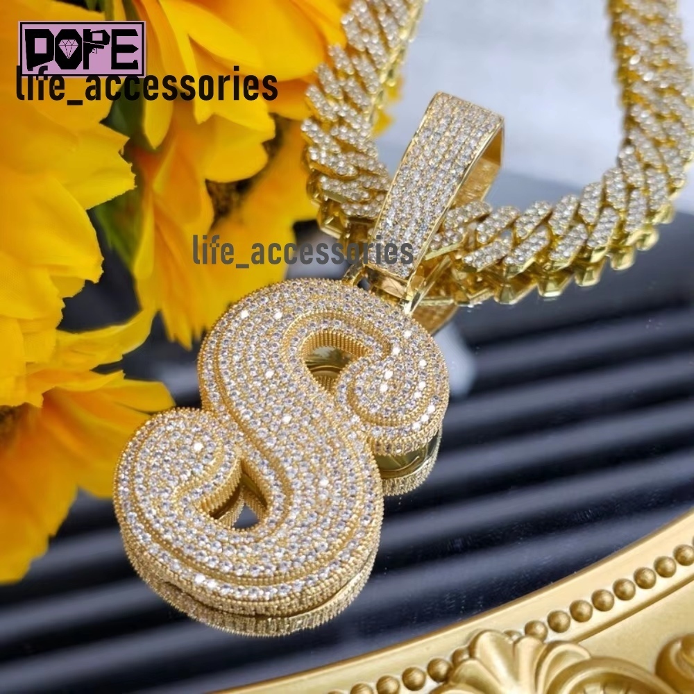 Iced Out Mossanite Pendant Big Initial Pendant Letter D VVS 925 Silver Custom Moissanite Pendant