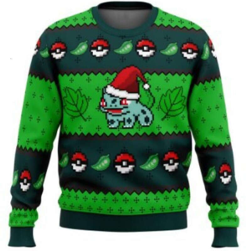 3D Christmas Anime Print Casual Men's Loose Fit European Size Hoodless Crewneck Sweatshirt Cross-Border Hot Sale New Autumn Winter