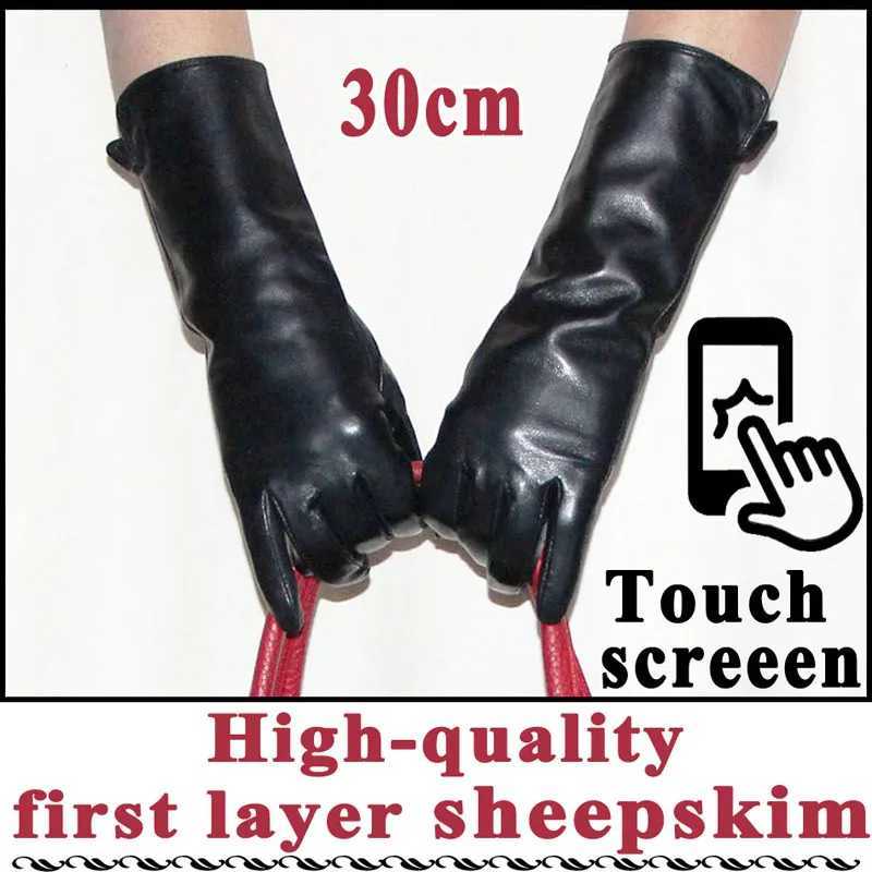 Leather Gloves Womens Sheepskin Mid-length Plus Velvet Thickened Winter Warmth Color Touch screen Authentic 2025 New style L251110