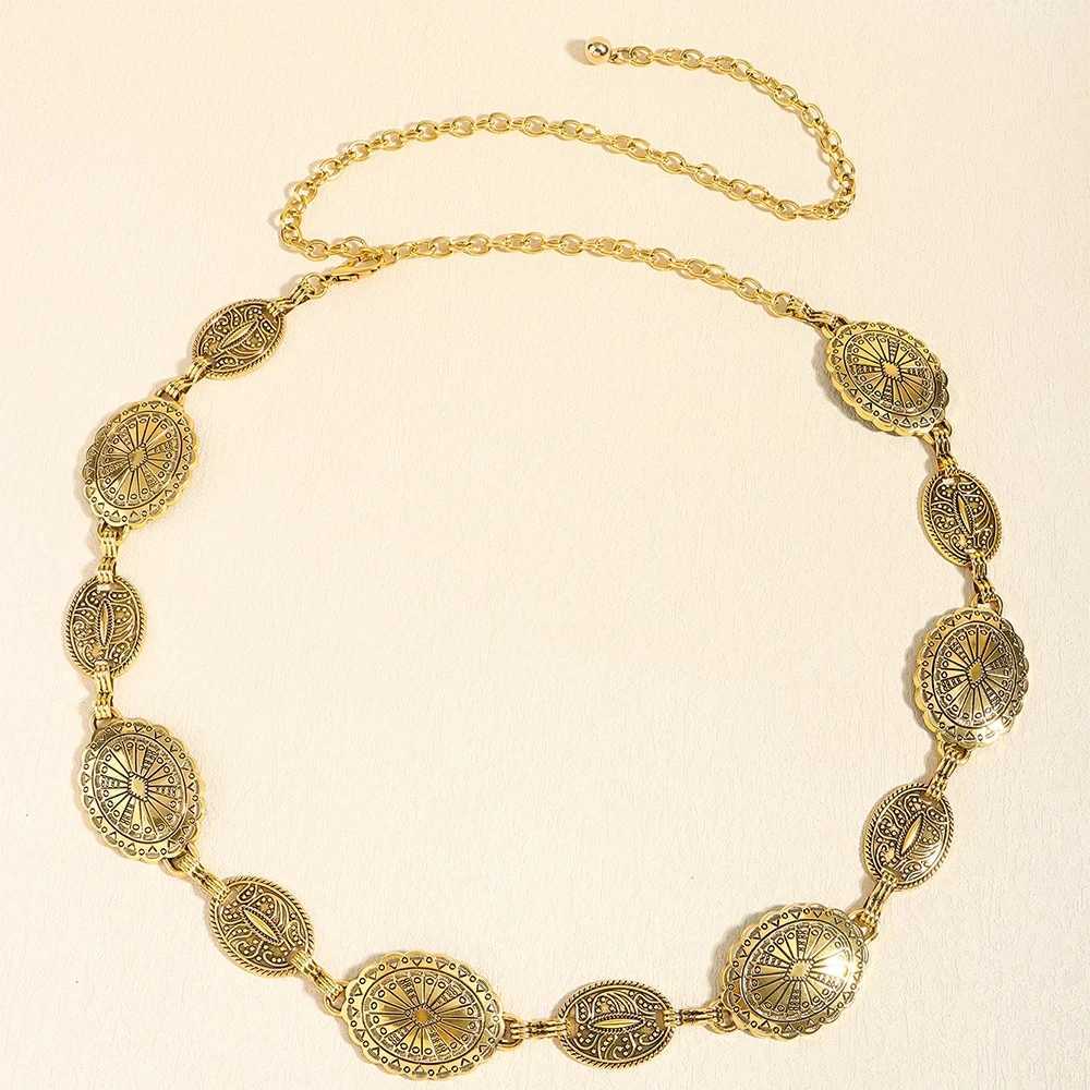 Vintage style WENS metal waist chain accessories decorative circular carved chain strap high-quality accessories X250410