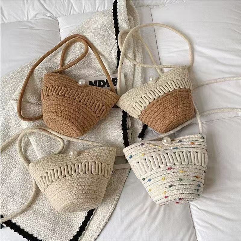 New Shell Single Shoulder Crossbody Women's Fashion Cotton Small Phone Beach Woven Bag