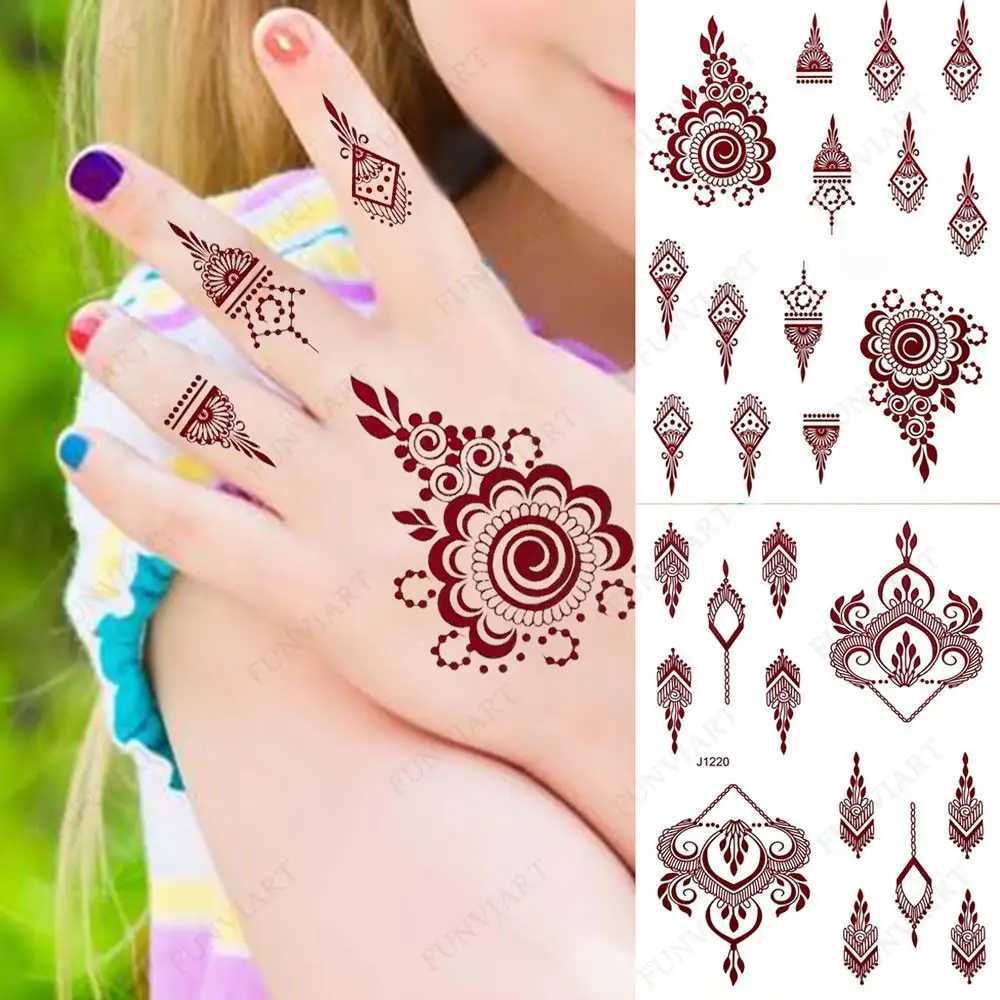 Waterproof Nail Art Sticker for Childrens Temporary Tattoo Small Size Mehndi Fake Tattoo Hand drawn Girl Body Art Brown Nail Art W250410