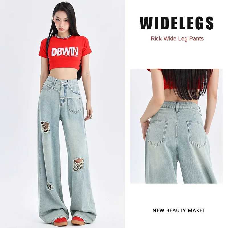 Casual Womens Pants High Waist Loose Wide Leg Summer Low Rise Jean Shorts Cowgirls Clothing Y2k Woman Womens jeans Jeans C251110