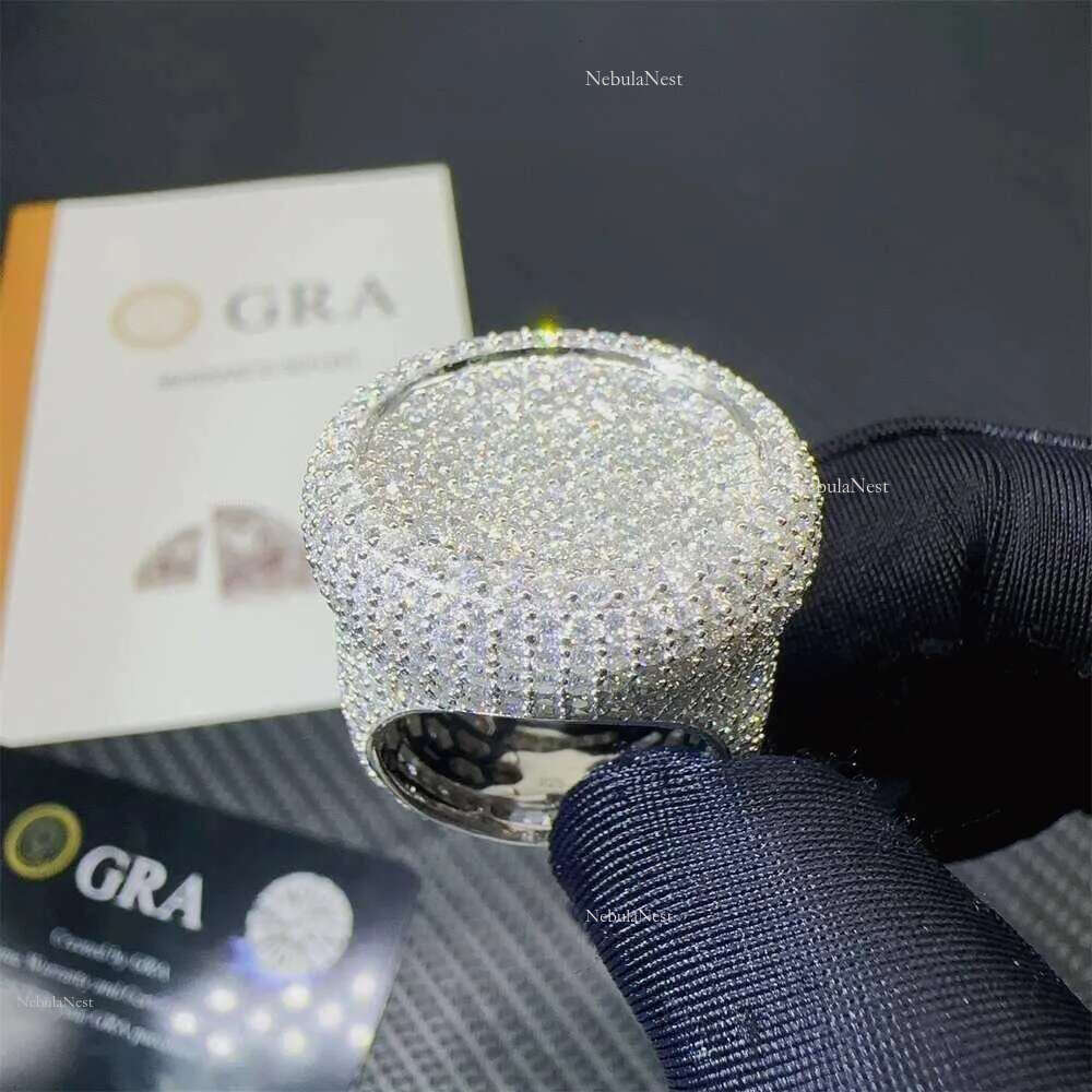 Fine Jewelry Iced Out Hip Hop Cuban k Ring Gold Plated Sterg Sier VVS Moissanite Dia