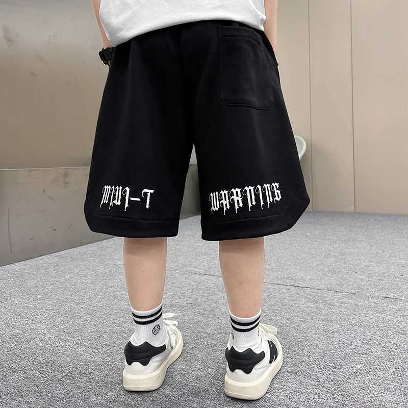 Loose Slee childrens summer cotton shorts for boys new casual letter printed shorts elastic waistband bottom 5 7 9 11 13 14Y Z250410