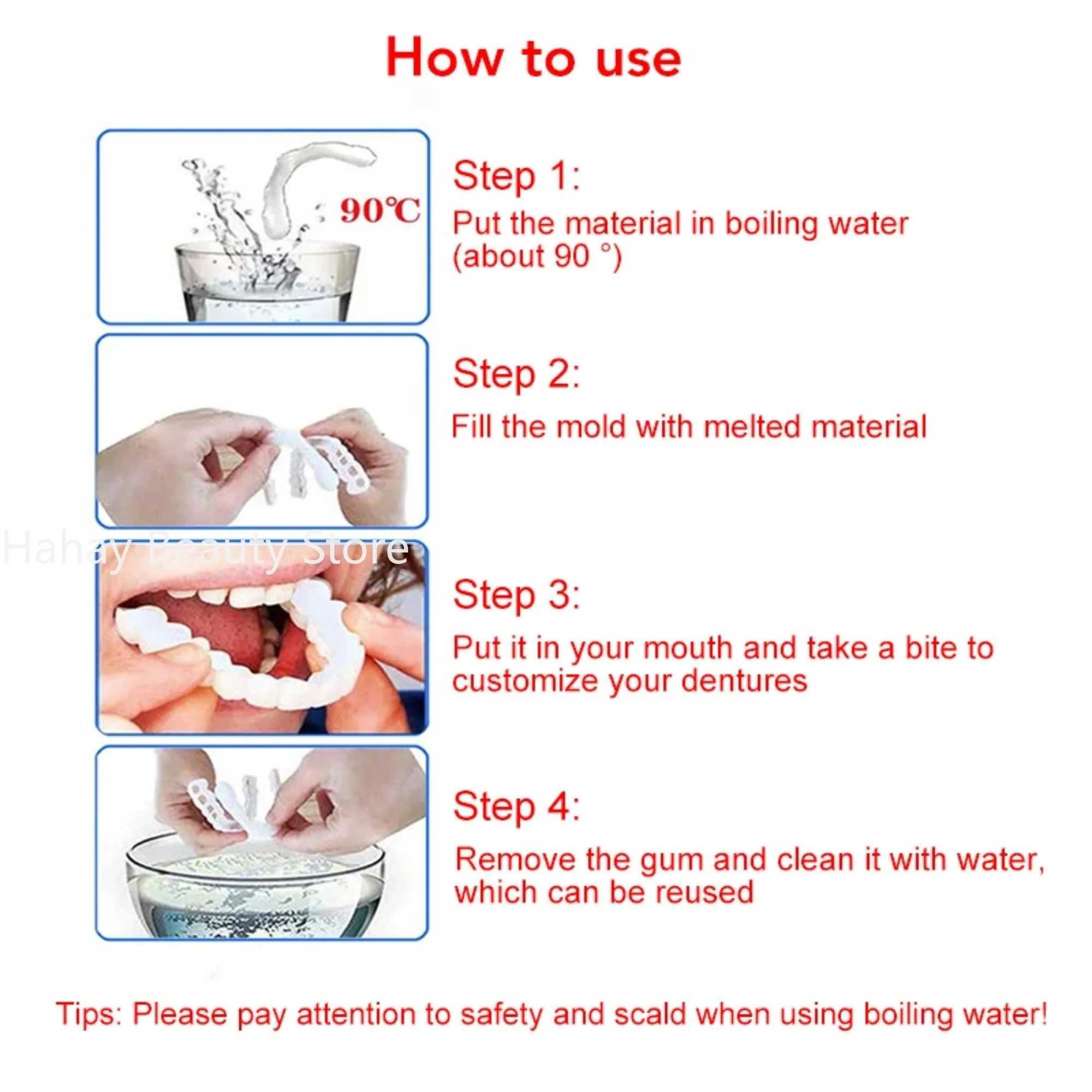New Arrival Upper and lower teeth silicone teeth whitening teeth cover teeth bracket simulates teeth with Smile box Z250410