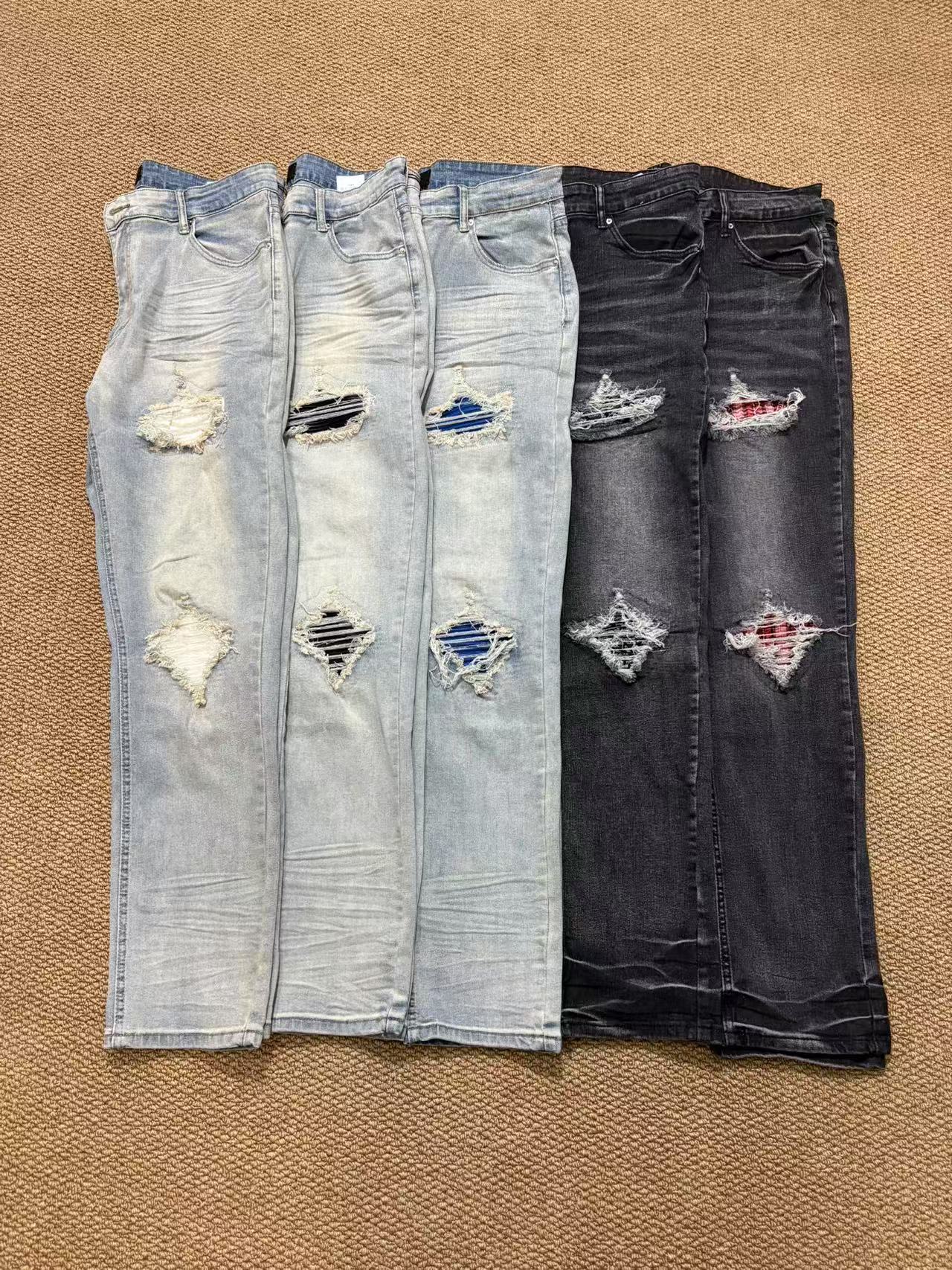 Men's High Street Slim Fit Jeans for men and women Straight Leg Trousers Casual Denim washed Ripped Pants For Men Z260313