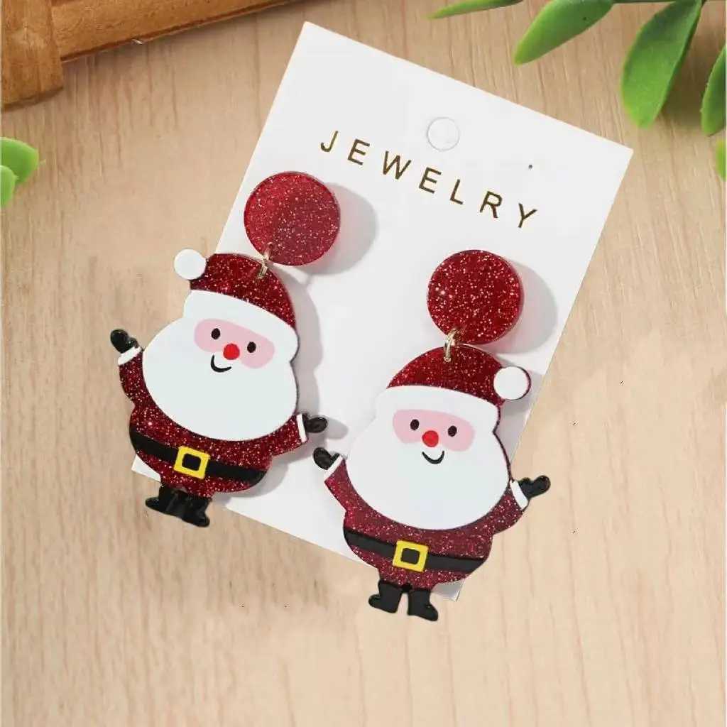 Bling Chunky Christmas Santa Claus Design Dangle Earrings Cute Style Adorable Christmas Ear Ornaments J251110