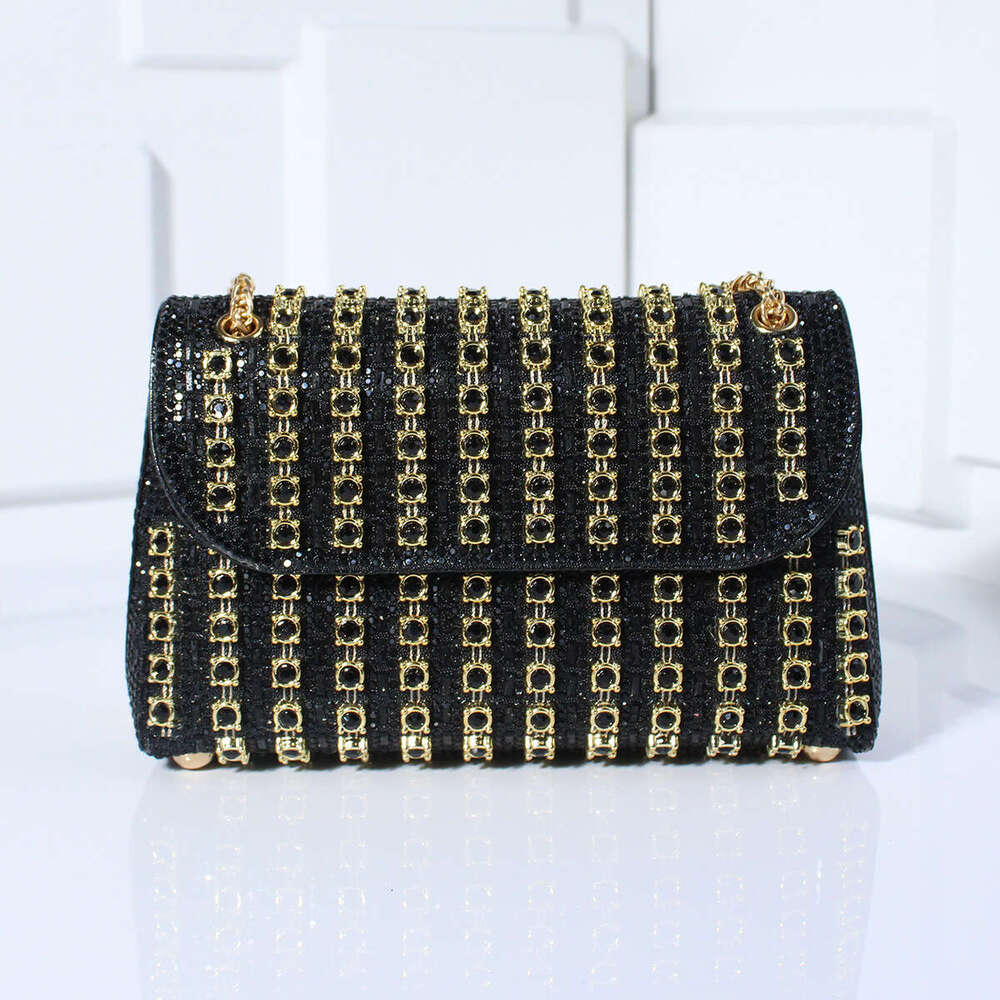 New European American socialite fashion crossbody dinner bag with dia inlaid exquisite and high-end square women's handbag, 2025 temperament vers