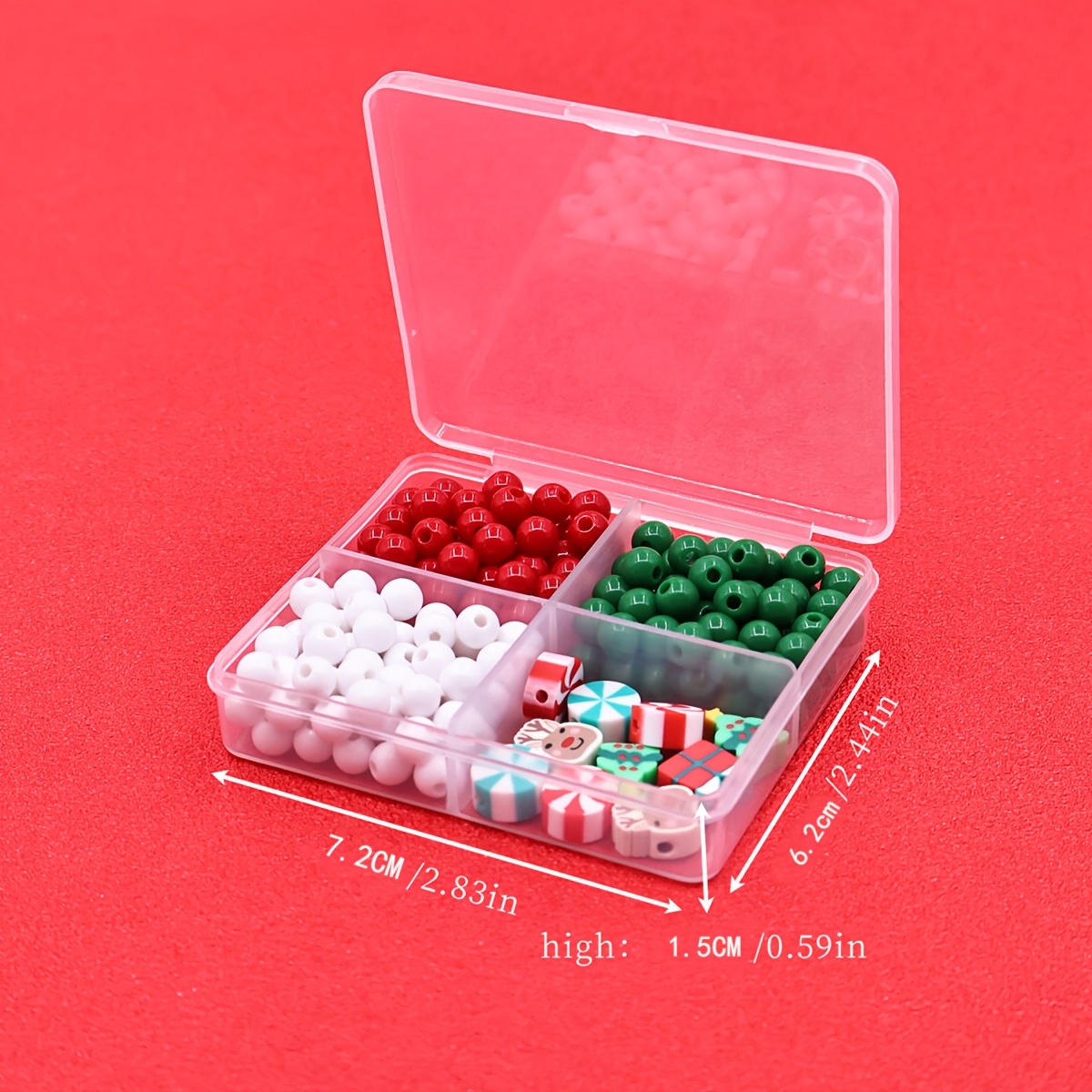 Christmas DIY Beaded Bracelet Kit - Red/Green/White Polymer Beads, Suitable for Jewelry, Keychain Pendants & Craft Accessories Fashion Gift