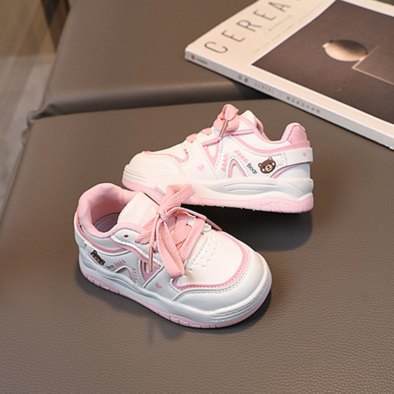 Kid Cute Bear Sport Board Shoes Children Anti Slip Sneakers Enfant Little Toddler Shoes Umshop Boy PU Leather Girl Casual Shoes Sizes 21 - 30 U0162