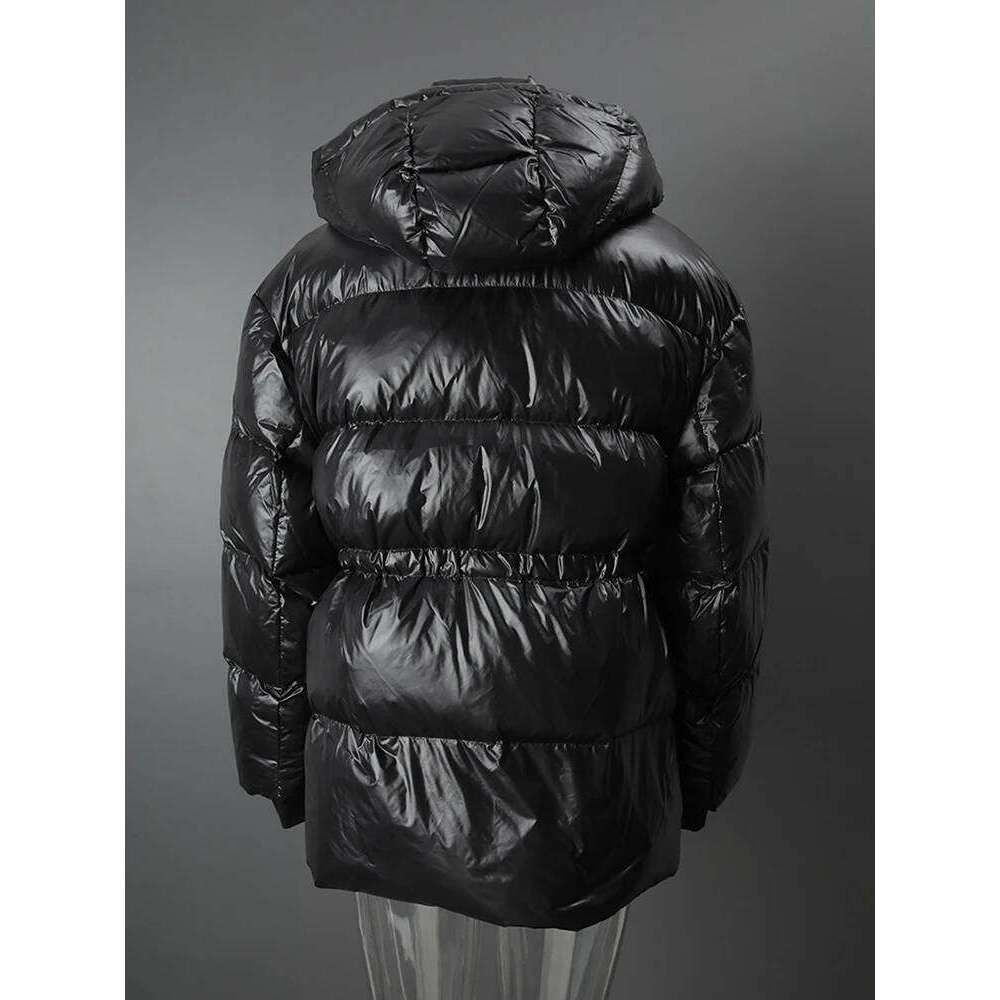 Black Drawstring Big Size Down Jacket New Hooded Long Sleeve Warm Women Parkas Fashion Tide Autumn Winter