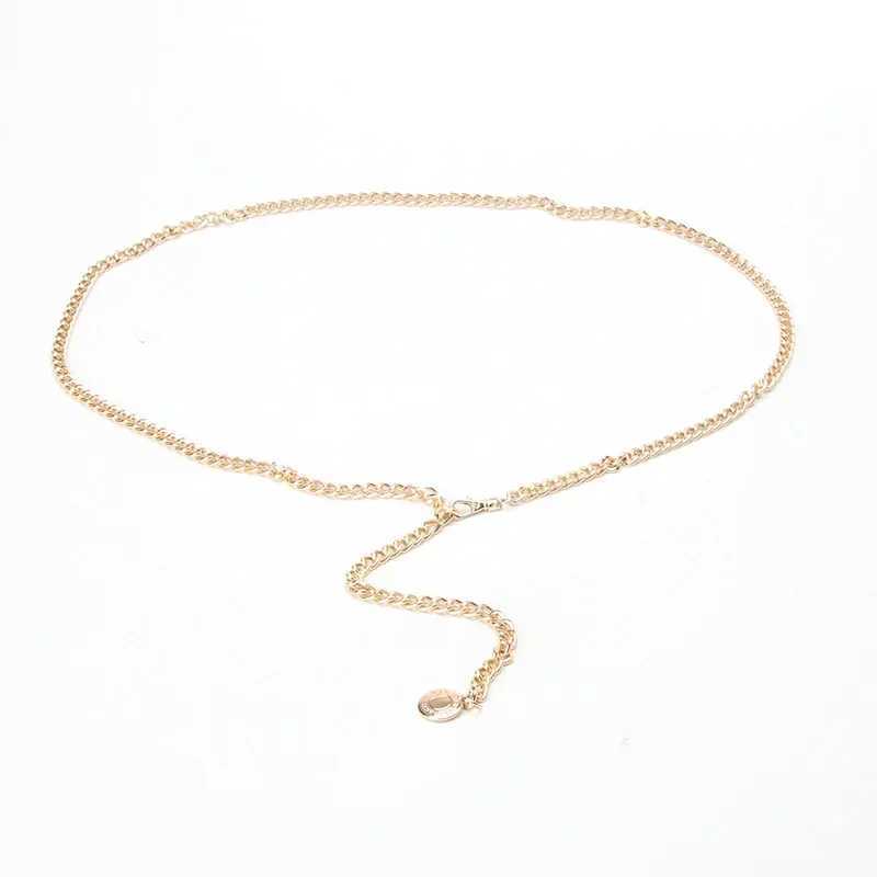 Fashion metal ball pendant waist chain thin strip gold long girl Fem strap used for dresses skirts decorative belts X250410