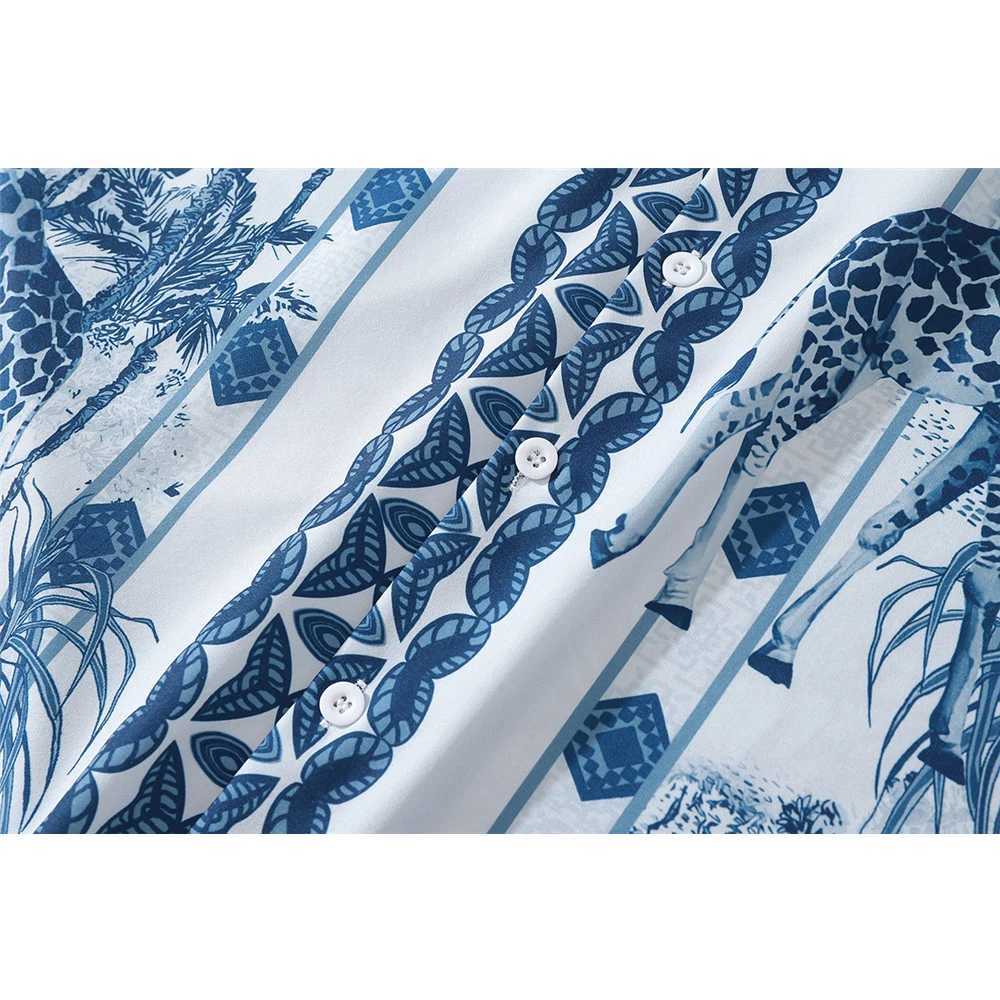 Black fixed print Hawaiian mens summer holiday beach mens shirt mens shirt X250410