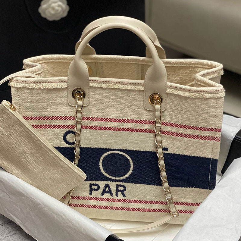 New Designer large tote Beach Bags handbag purse Shop travel Shoulder Cc Bag Women's mens pearl gold chain duffle fashion crossbody summer Beach Handbag
