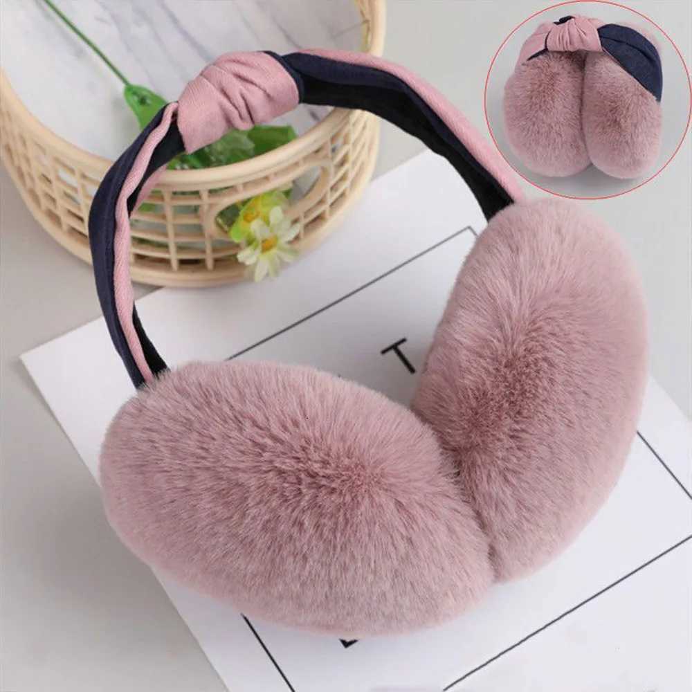 Women Soft Hair Hoop Earmuffs Outdoor Cold Protection Ear Cover Warm Earmuffs Ear-Muffs Solid Color Folding Earflap Winter W251110