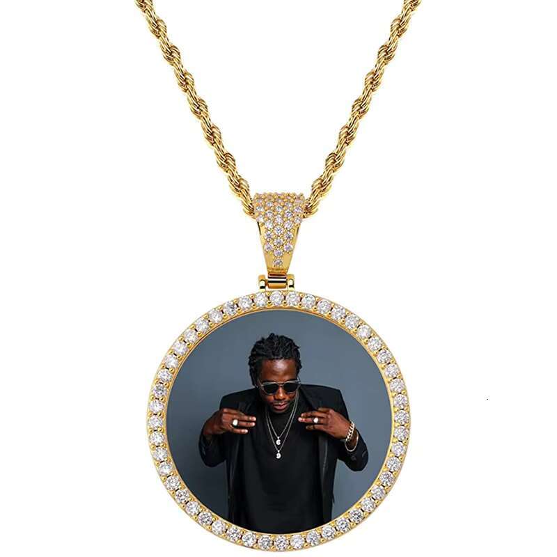 Custom Iced Out 35mm 45mm Memory Pendants Necklace Hip Hop Custom Photo Locket Picture Pendant Photo Pendant with Picture
