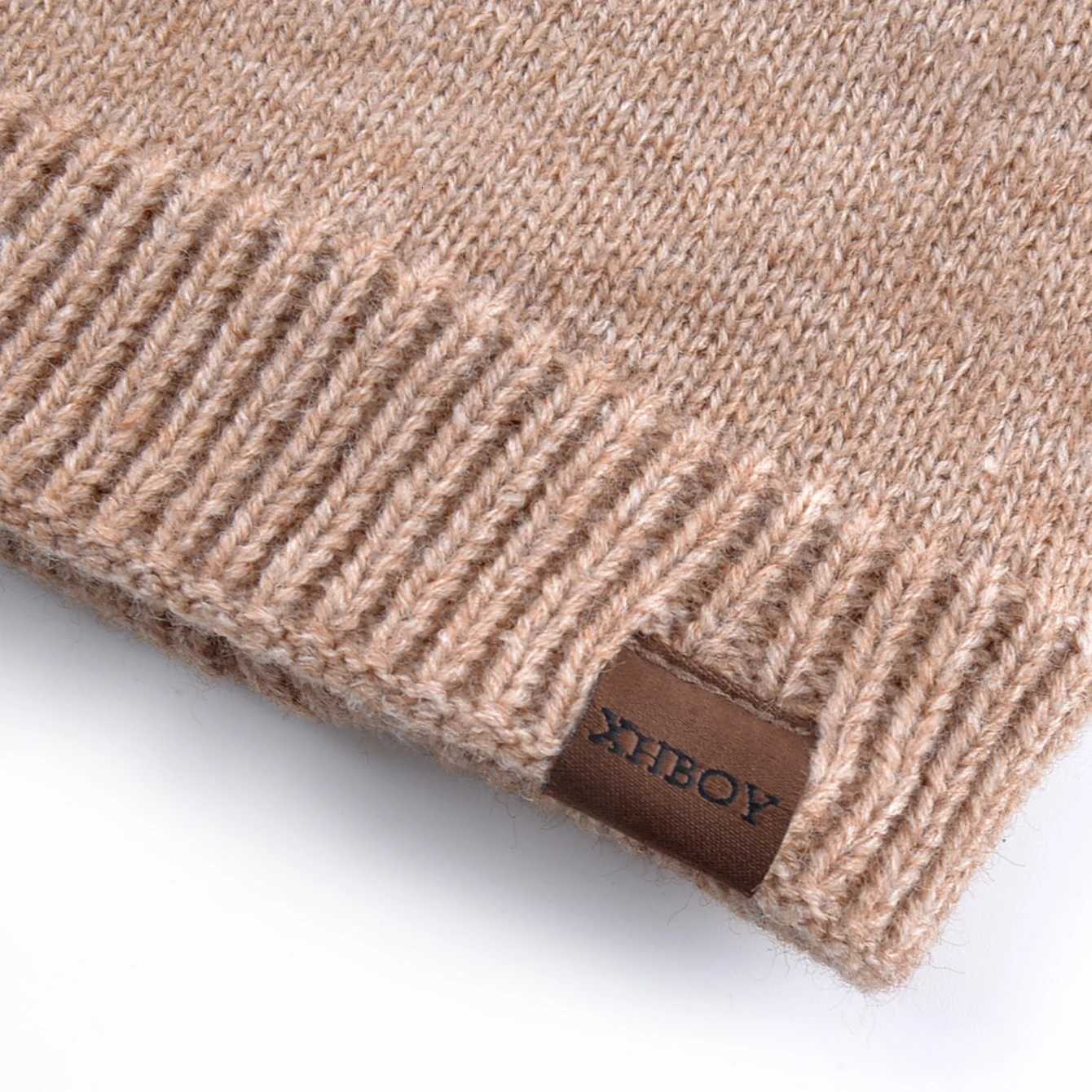 Winter Knitted Beanie Solid Color Knit Wool Mens Thick Hats Outdoor Warm Ski Beanies For Men Double Layers With VelvetXJ251110