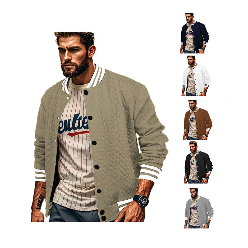 2024 Autumn/Winter American New Round Neck Buckle Design Set Fashion Trend Loose and Versatile Cardigan Baseball Jacket