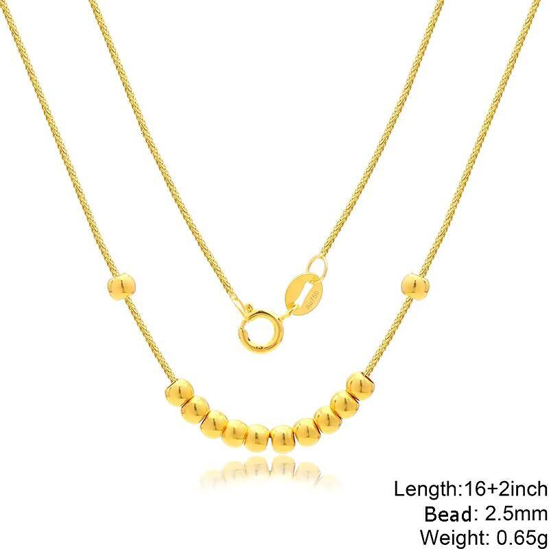 Hot Selling Genuine Gold Fashion Design AU750 Chain 18k Gold Beads Chain Necklace Wholesale