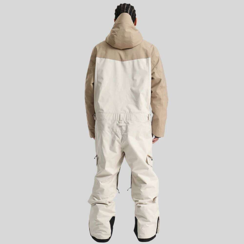 Color Blocking Men Loose Snowboard Suit Insulated One Piece Winter Coveralls Alpine Sports Waterproof Skiing Jumpsuit