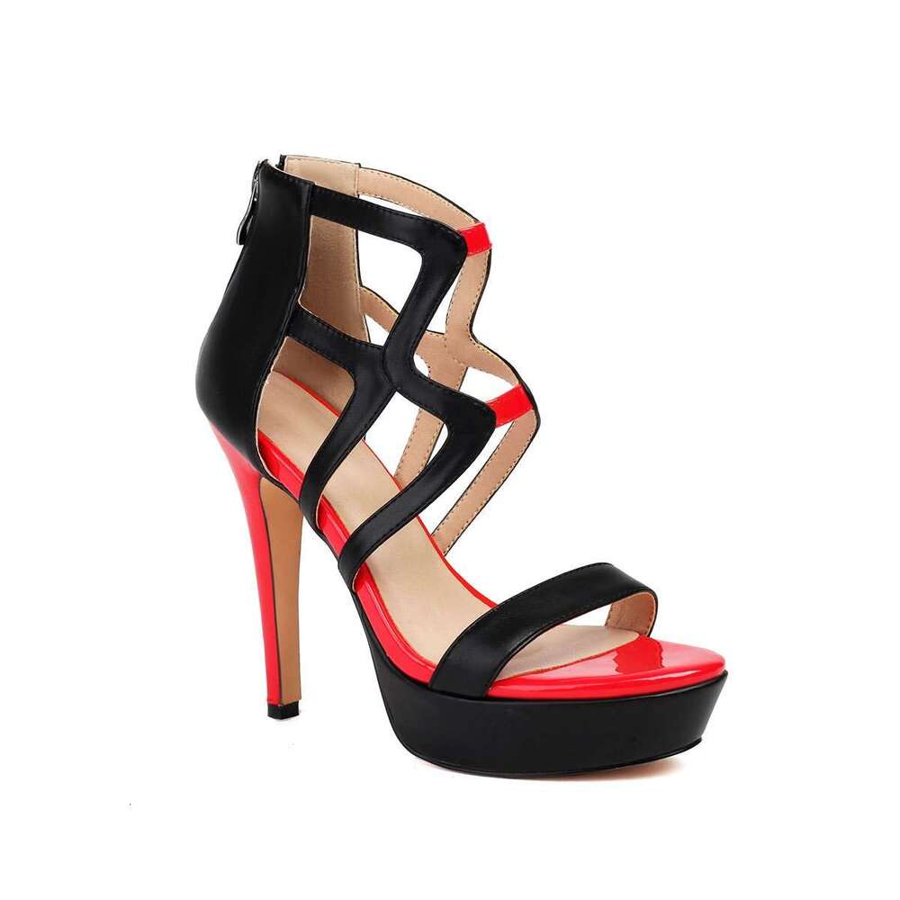 Color Blocked Waterproof Platform High-Heeled Sandals