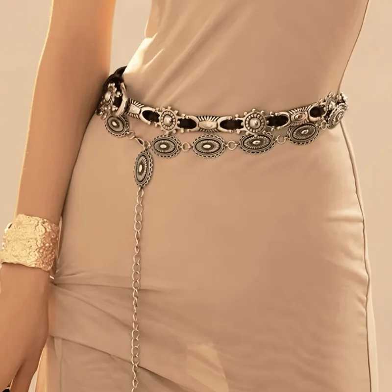 Retro metal patchwork waist chain ethnic style Bonn paradigm belt dress sweater accessories girls fashion belt X250410