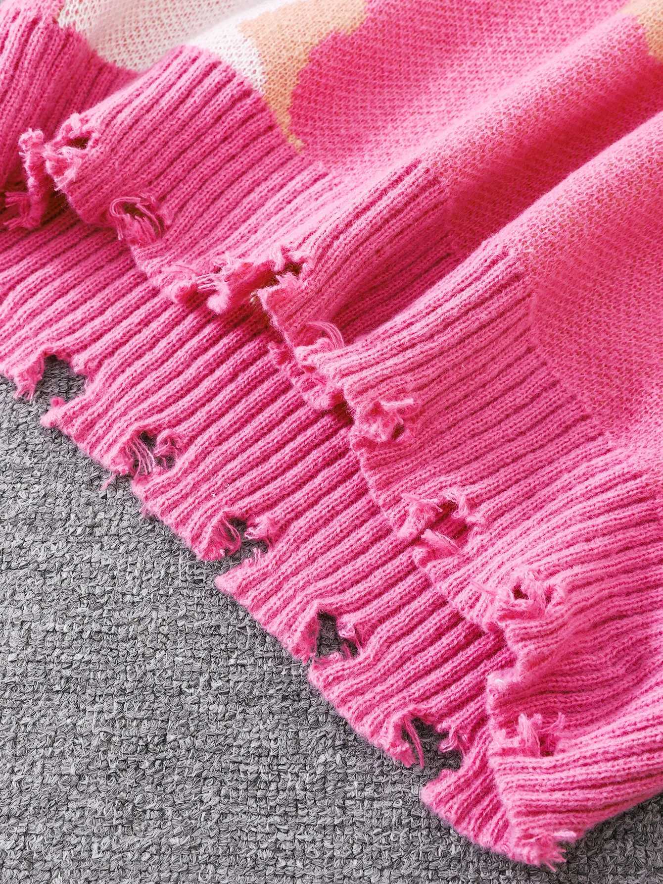 Fashion Autumn and Winter Cloud Jacquard Pattern Pullover Ripped Sweater Casual Round Neck Knitted Mens Pullover Y251110