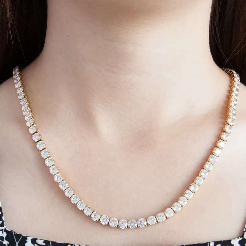 sier plated 3/4/5mm tennis set chilled Miami Cuban chain necklace for women Schmuck jewelry