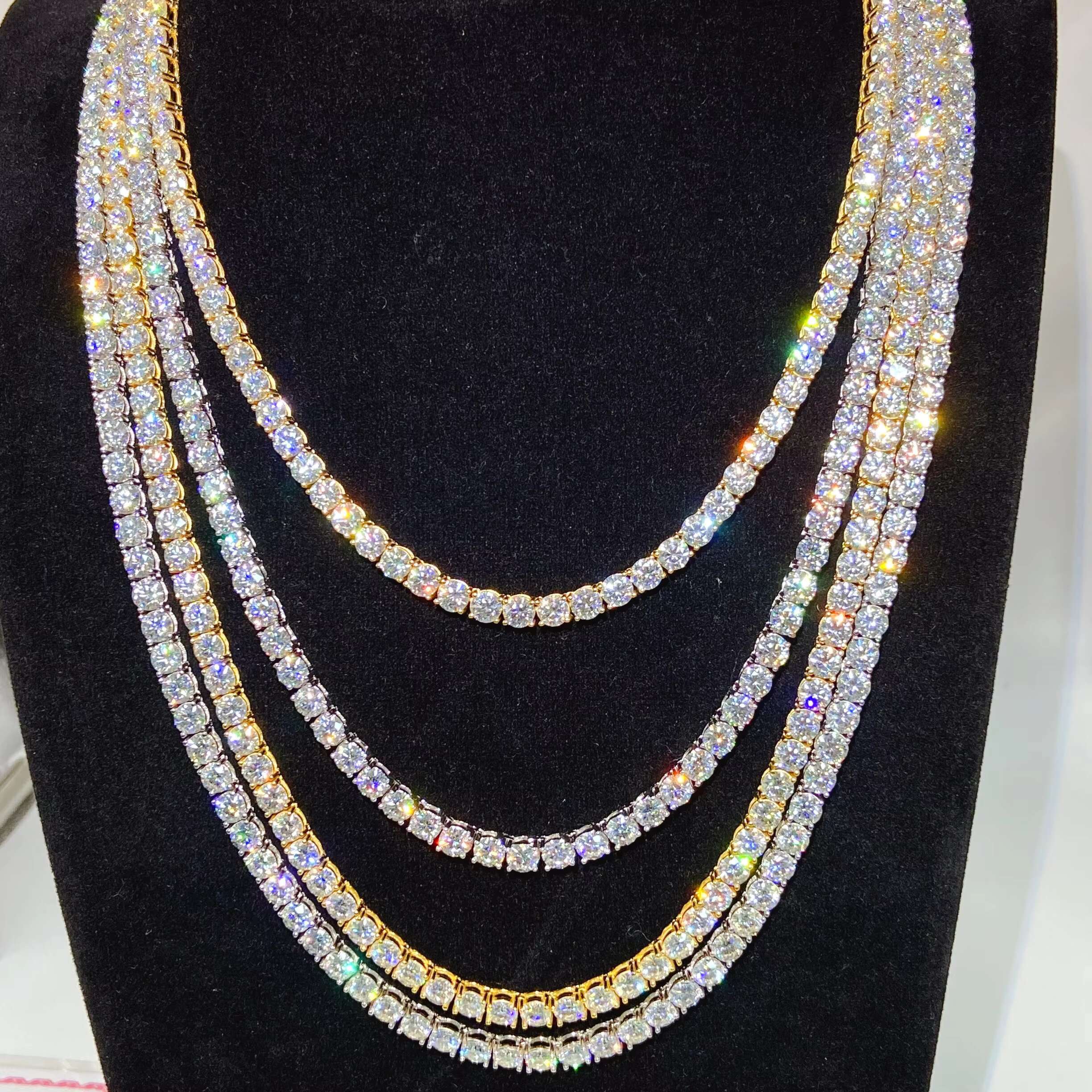 5MM Width Iced Out VVS Moissanite Diamond Sterling Silver S925 Necklace Hip Hop Chain Tennis Chain