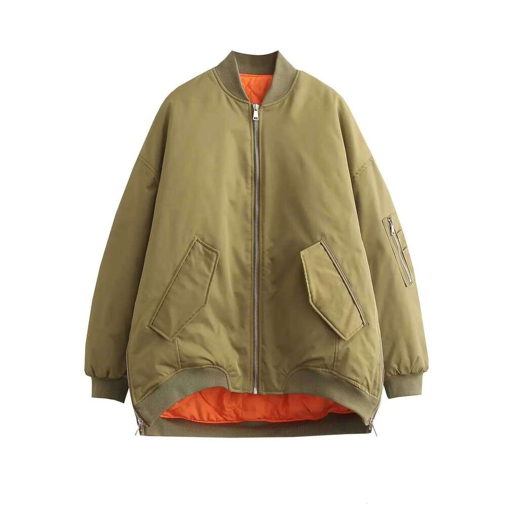 Loose Fit Fashionable Cotton Jacket Women's Windproof Winter Outerwear Thickened Long Sleeve Flight Style Slimming Coat