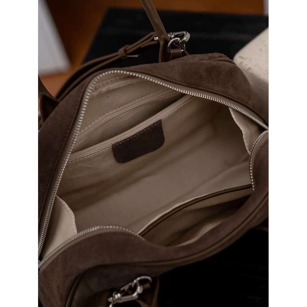 Genuine Handbag For Women, Autumn Winter Frosted Suede Leather Large Capacity Tote Fashionable Bowg Shoulder Bag