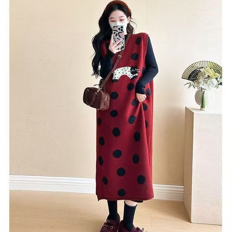 plus size women's new long sleeve high waist printed banquet dress mid-length skirt D02814