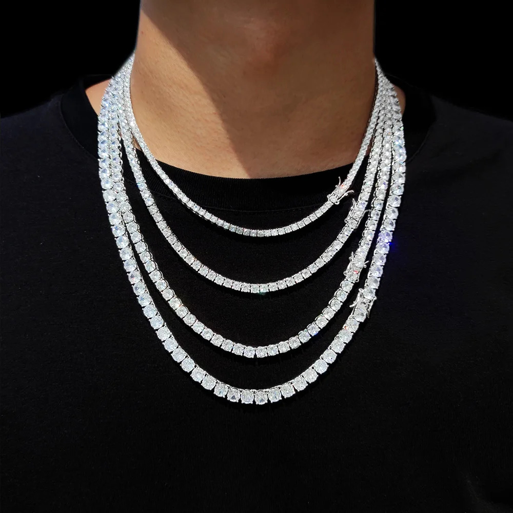 Hip Hop Jewelry 1 Row Iced Out Tennis Chain Bling CZ Men Diamond Cubic Zirconia Choker Necklace Women Drop 250409