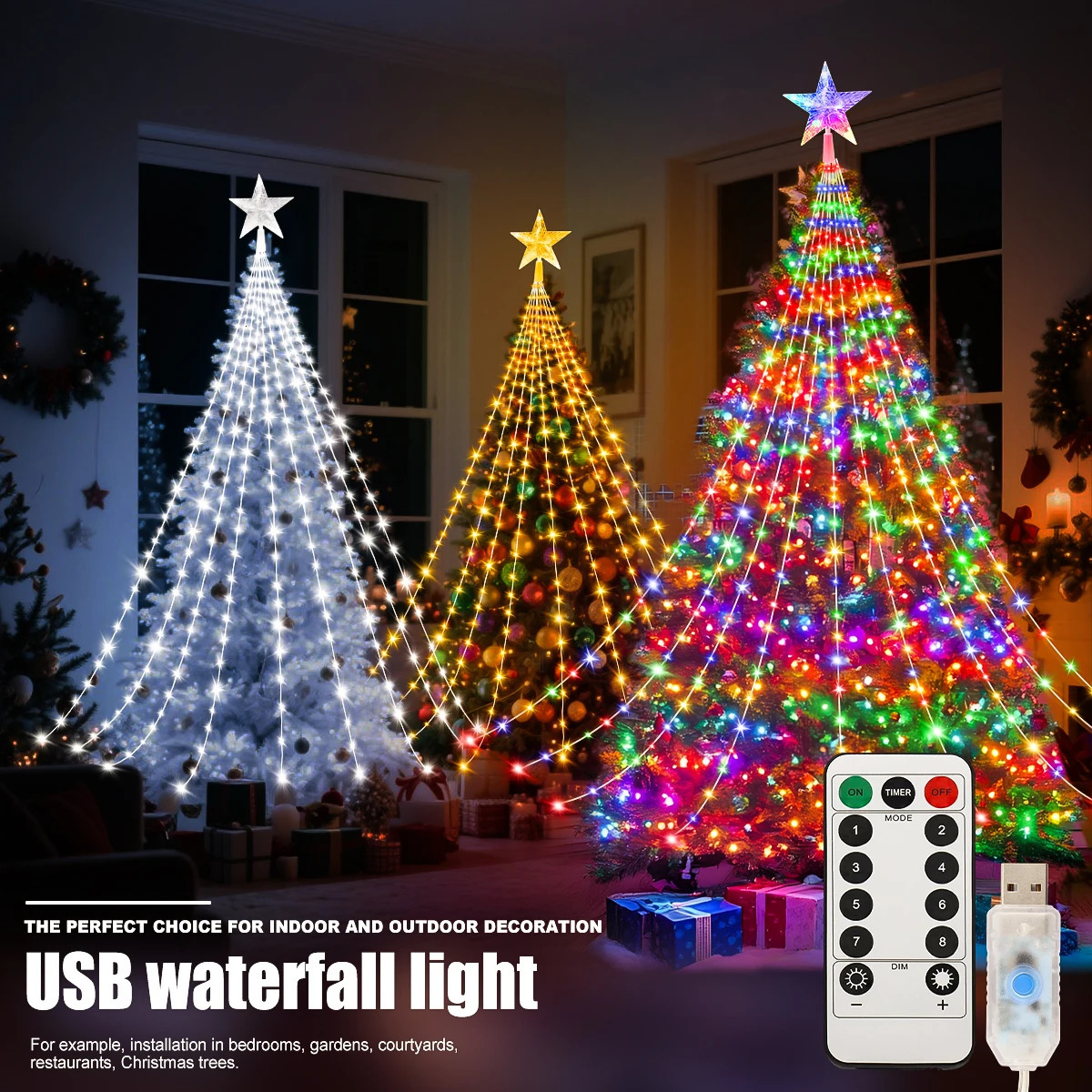 LED Outdoor Christmas Tree Decorations Lights USB 23M Waterproof Fairy String Lights 8 Modes Indoor Yard Wedding Party Lighting 251110