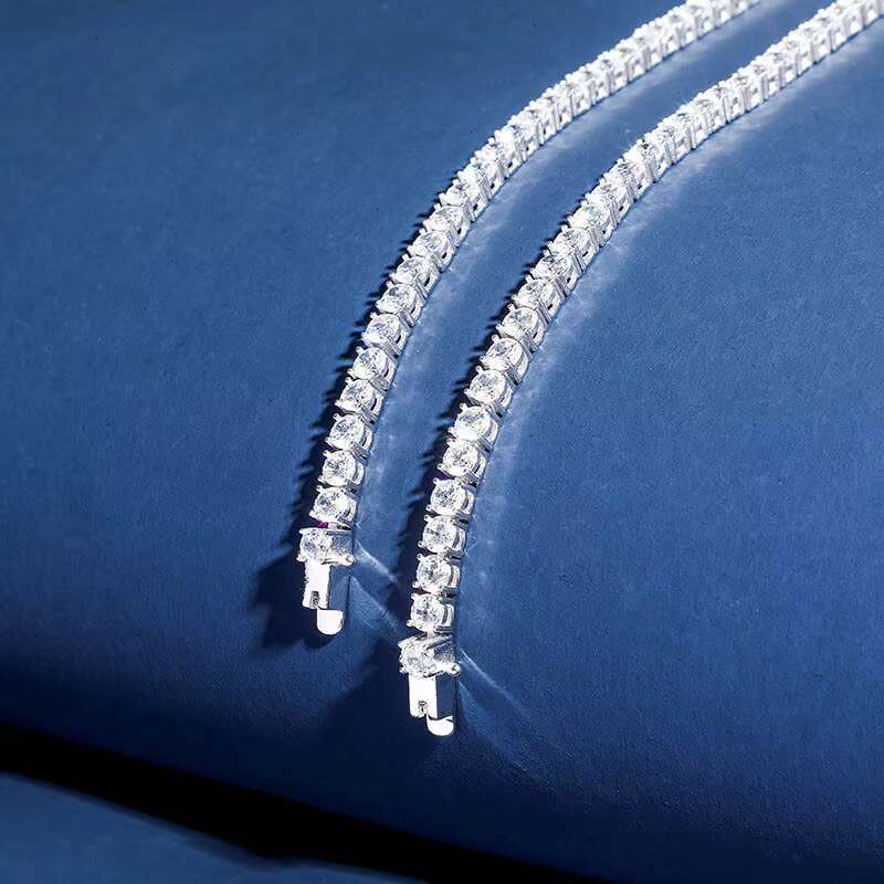Hot Style 4mm 6 mm Wide 925 Silver Hip-hop Single Row Tennis Chain Zircon Mens Women Bracelet Tennis Bracelet
